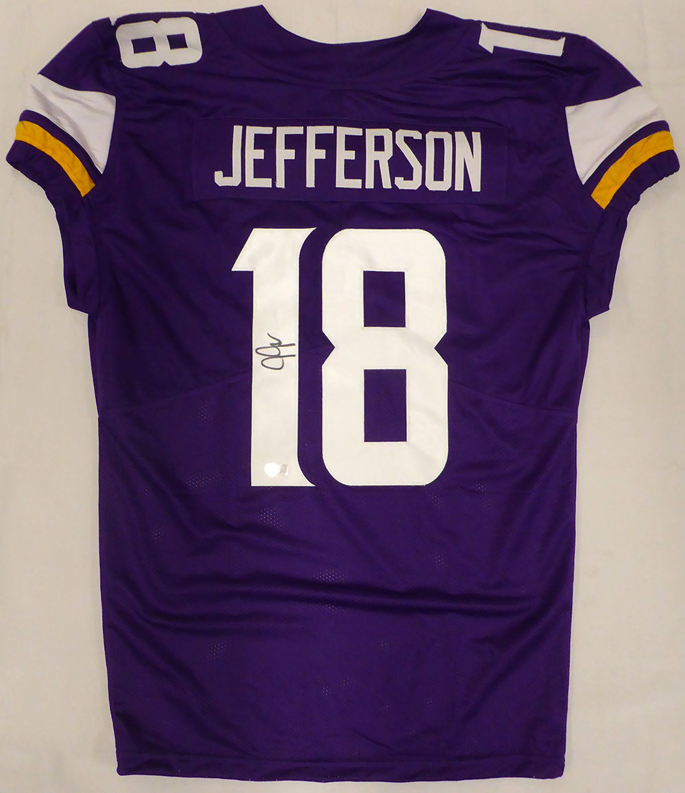 Minnesota Vikings Justin Jefferson Autographed Purple Custom Jersey Beckett BAS QR #1W516680