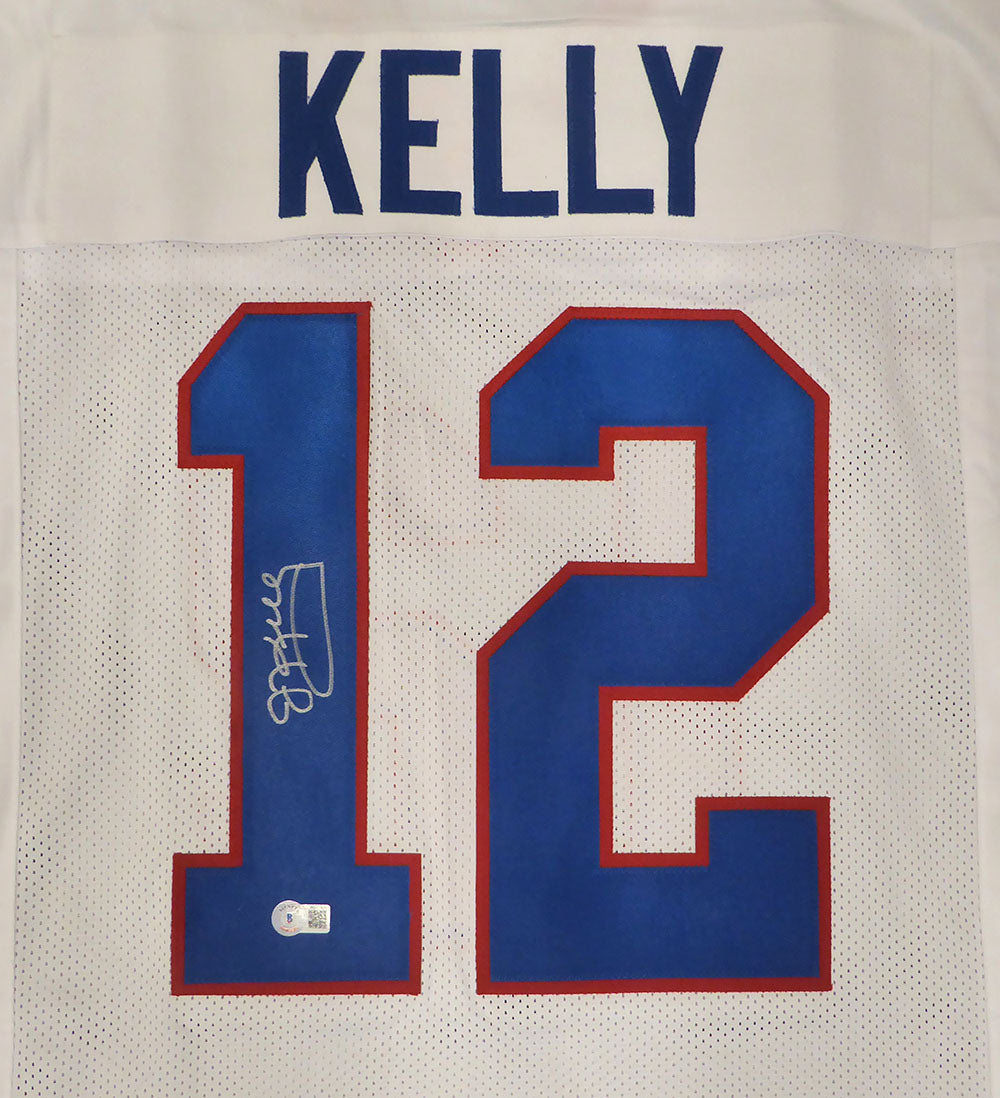 Buffalo Bills Jim Kelly Autographed White Custom Jersey Beckett BAS QR #WS57490