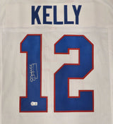 Buffalo Bills Jim Kelly Autographed White Custom Jersey Beckett BAS QR #WS57490