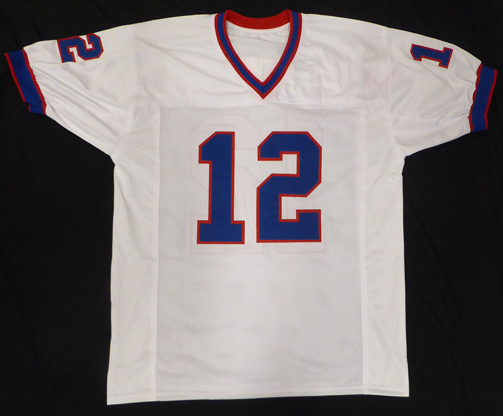 Buffalo Bills Jim Kelly Autographed White Custom Jersey Beckett BAS QR #WS57490