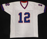 Buffalo Bills Jim Kelly Autographed White Custom Jersey Beckett BAS QR #WS57490