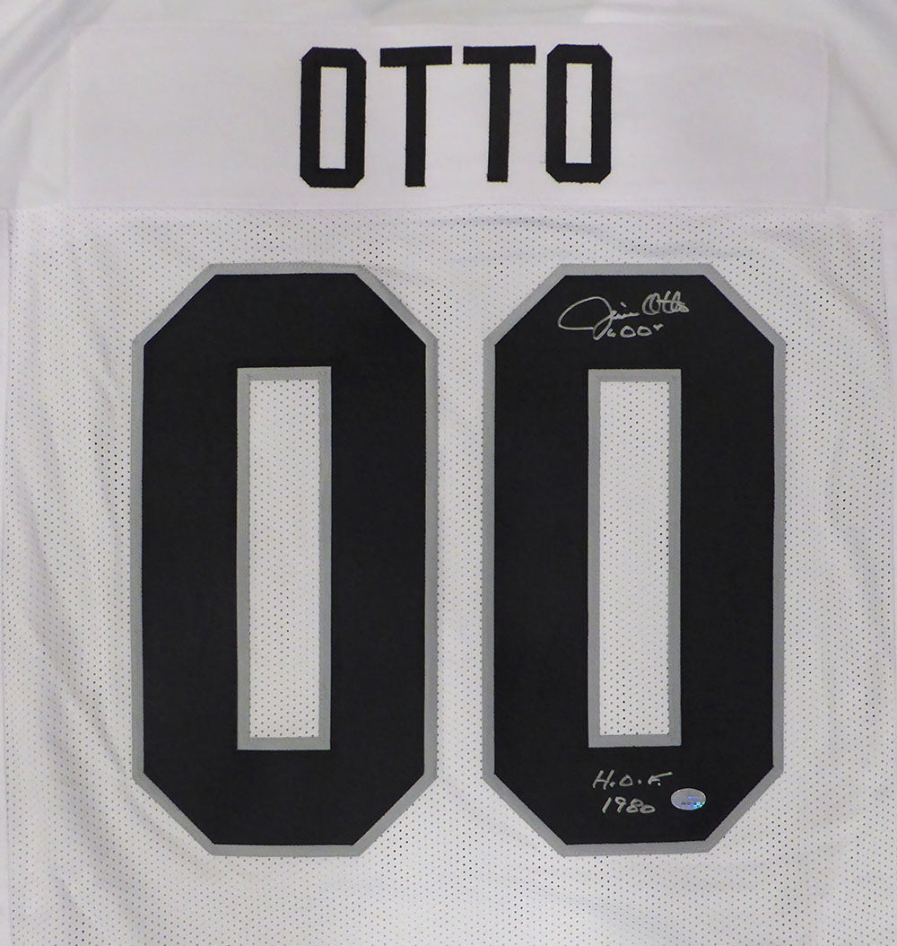 Oakland Raiders Jim Otto Autographed White Custom Jersey "HOF 1980" GTSM Holo SKU #266447