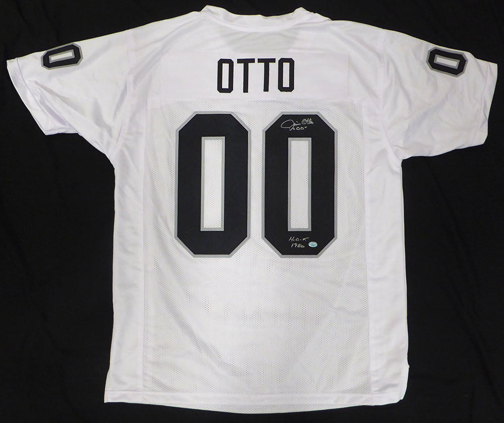 Oakland Raiders Jim Otto Autographed White Custom Jersey "HOF 1980" GTSM Holo SKU #266447