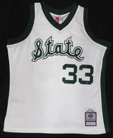 Michigan State Spartans Magic Johnson Autographed White Mitchell & Ness Jersey (Misspelled) Beckett BAS QR #4W062605