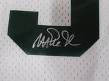 Michigan State Spartans Magic Johnson Autographed White Mitchell & Ness Jersey (Smudged) Beckett BAS QR #4W062587