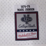 Michigan State Spartans Magic Johnson Autographed White Mitchell & Ness Jersey (Misspelled) Beckett BAS QR #4W062607