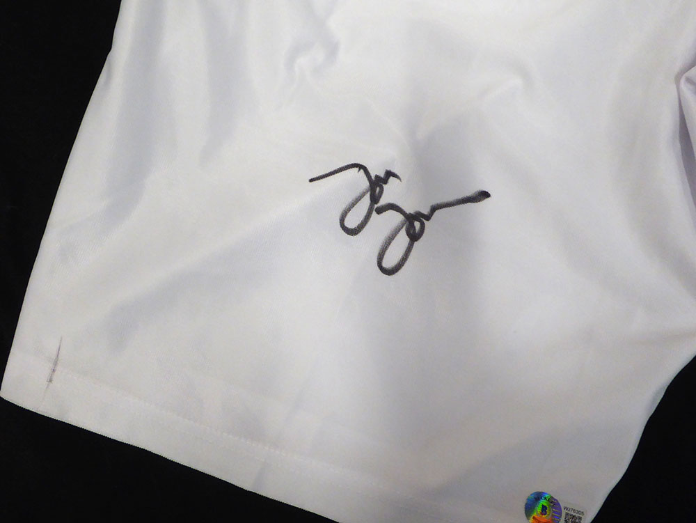 Jon Jones Autographed White Custom MMA Trunks Beckett BAS QR #WJ76305