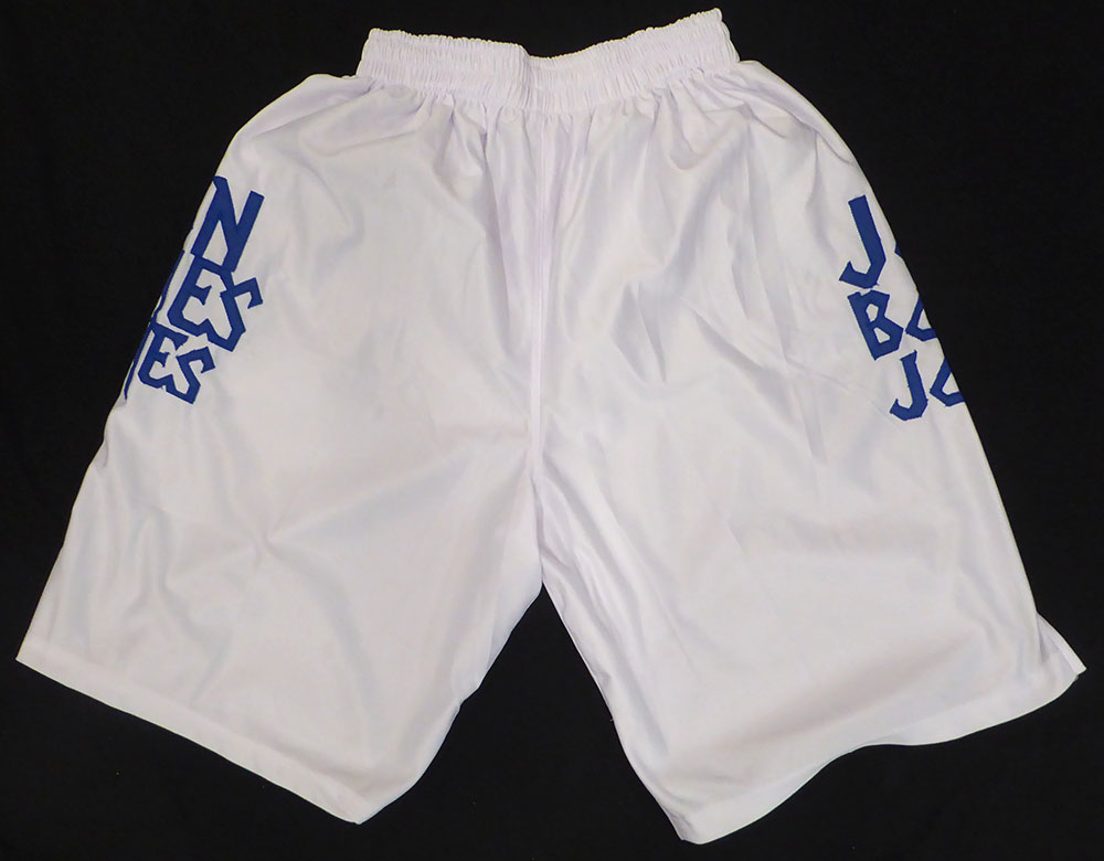 Jon Jones Autographed White Custom MMA Trunks Beckett BAS QR #WJ76302