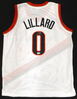 Portland Trail Blazers Damian Lillard Autographed White Custom Jersey Beckett BAS QR #BR50276
