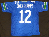 Seattle Seahawks Sam Darnold Autographed Blue Jersey SB LX Champions Beckett BAS QR #4W769237