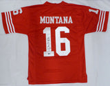 San Francisco 49ers Joe Montana Autographed Red Jersey Beckett BAS QR #BR51655