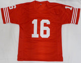 San Francisco 49ers Joe Montana Autographed Red Jersey Beckett BAS QR #BR51655