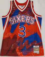 Phildelphia 76ers Allen Iverson Autographed Blue Authentic Mitchell & Ness Jersey (Smudged) Beckett BAS QR #3W343402