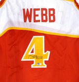 Atlanta Hawks Spud Webb Autographed Red Jersey Beckett BAS QR #BL49434