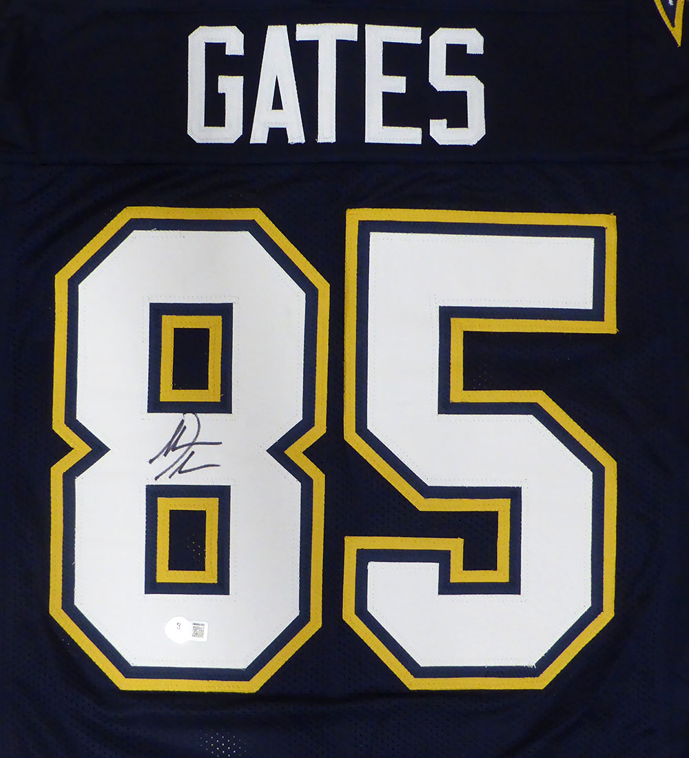 San Diego Chargers Antonio Gates Autographed Blue Jersey Beckett BAS QR #2W885169