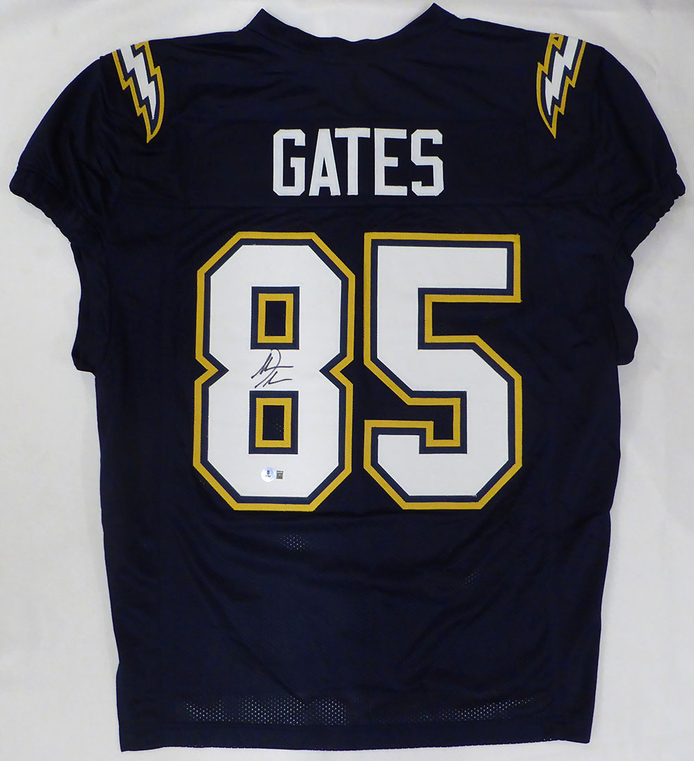 San Diego Chargers Antonio Gates Autographed Blue Jersey Beckett BAS QR #2W885169