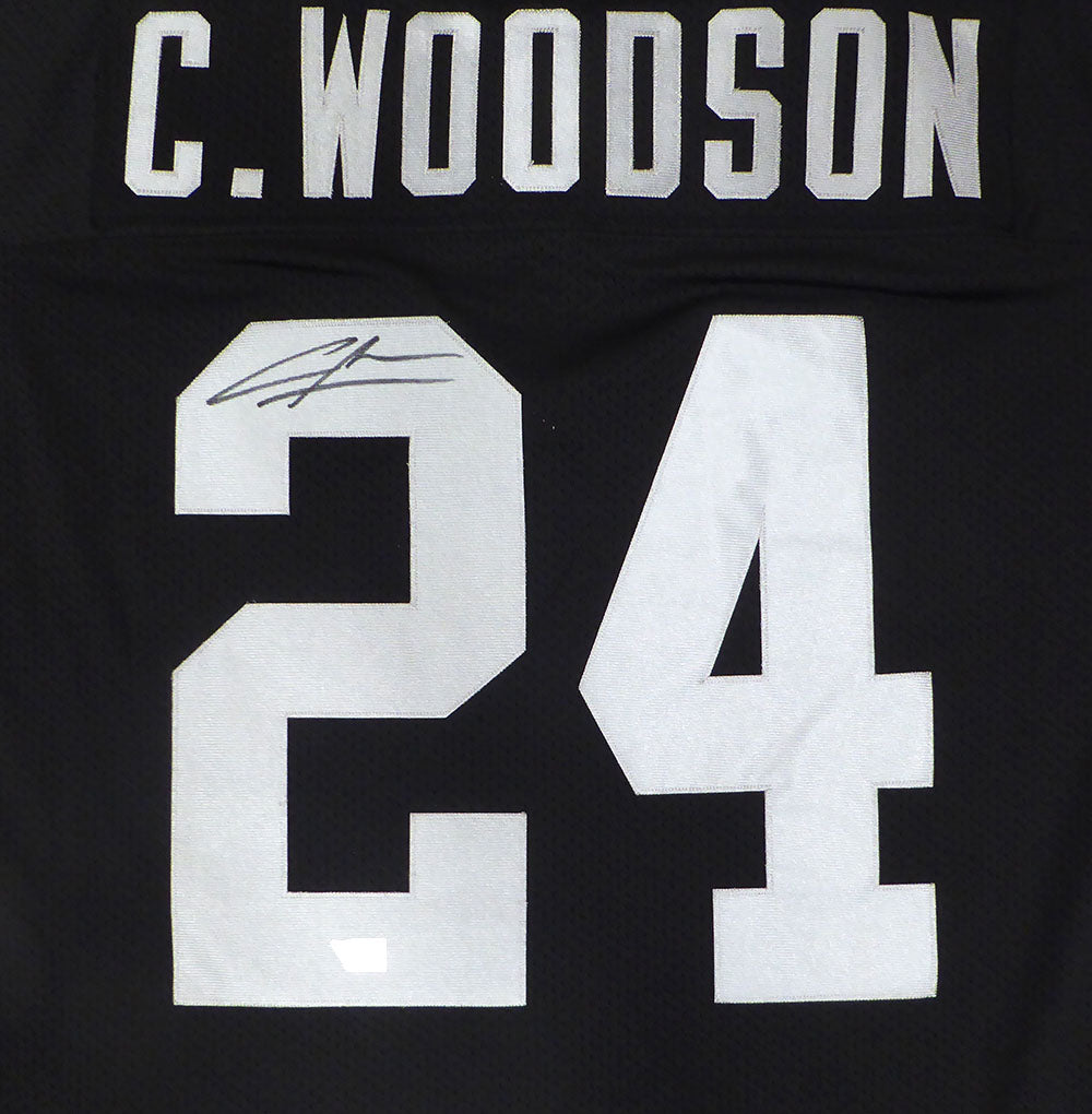 Oakland Raiders Charles Woodson Autographed Black Authentic Mitchell & Ness Jersey Fanatics Holo #XP14362984