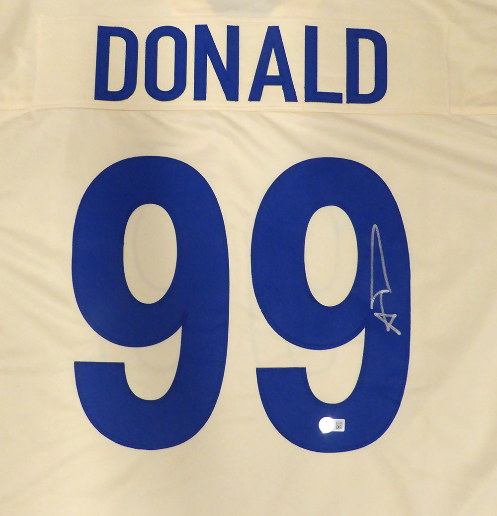 Los Angeles Rams Aaron Donald Autographed White Jersey Beckett BAS QR #1W699078