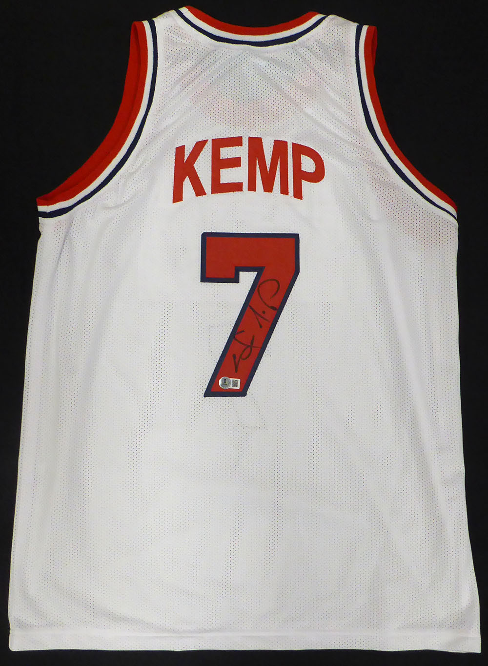 Team USA Shawn Kemp Autographed White Jersey Beckett BAS QR #4W194637