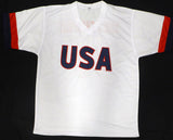 1999 Team USA Women's Soccer World Cup Champions Autographed White Jersey With 8 Signatures Including Hamm & Chastain Beckett BAS QR #2W023029