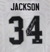 Oakland Raiders Bo Jackson Autographed White Jersey Beckett BAS QR #W295887