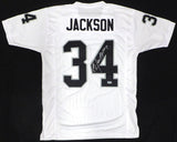 Oakland Raiders Bo Jackson Autographed White Jersey Beckett BAS QR #W295887