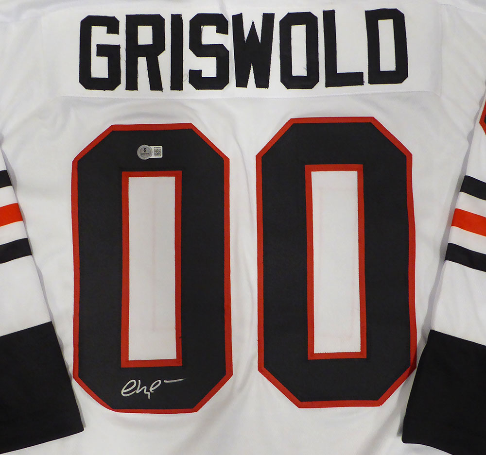 Christmas Vacation Chevy Chase Autographed White Jersey Clark Griswold Beckett BAS QR #BT00843