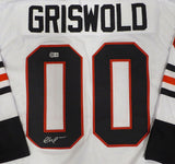 Christmas Vacation Chevy Chase Autographed White Jersey Clark Griswold Beckett BAS QR #BT00843