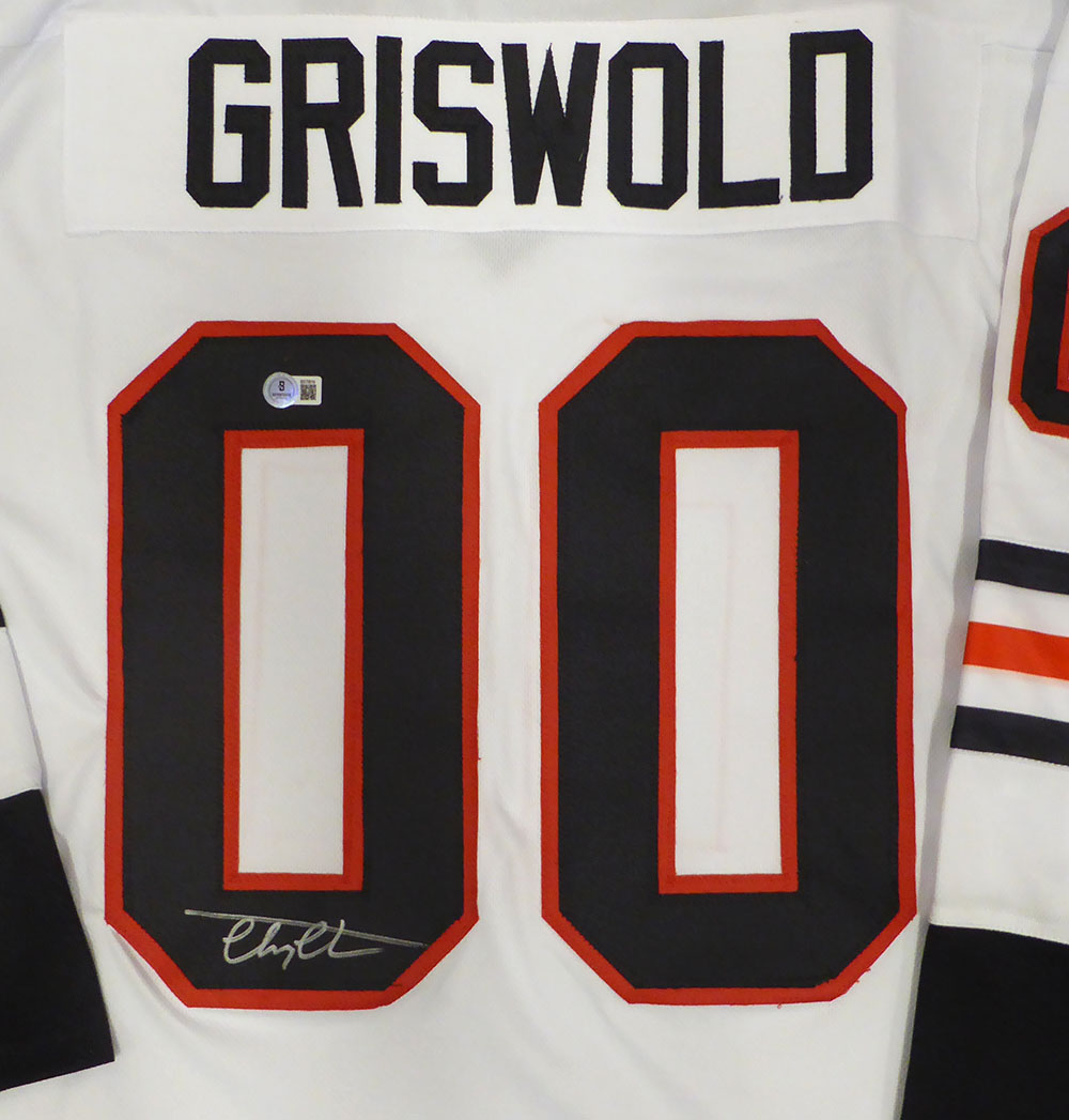 Christmas Vacation Chevy Chase Autographed White Jersey Clark Griswold Beckett BAS QR #BS70619
