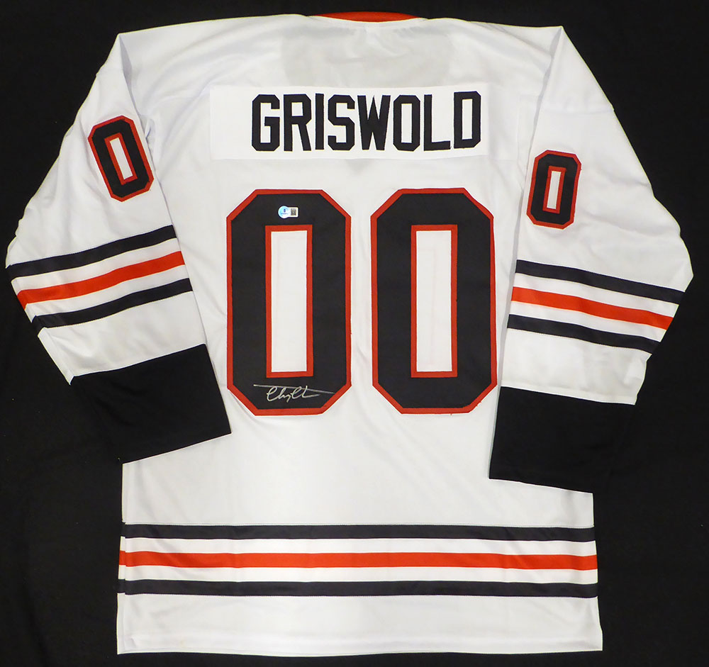 Christmas Vacation Chevy Chase Autographed White Jersey Clark Griswold Beckett BAS QR #BS70619