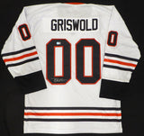 Christmas Vacation Chevy Chase Autographed White Jersey Clark Griswold Beckett BAS QR #BS70619
