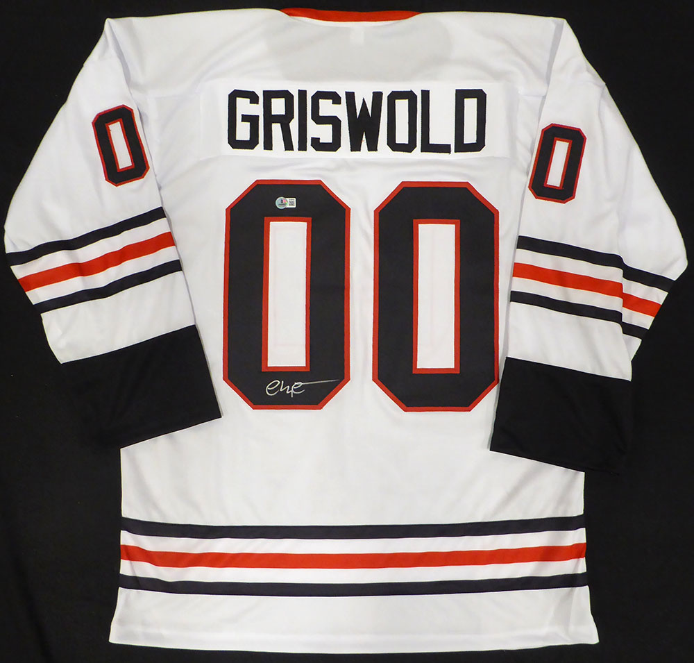 Christmas Vacation Chevy Chase Autographed White Jersey Clark Griswold Beckett BAS QR #BT00849