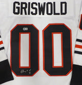 Christmas Vacation Chevy Chase Autographed White Jersey Clark Griswold Beckett BAS QR #BS70646