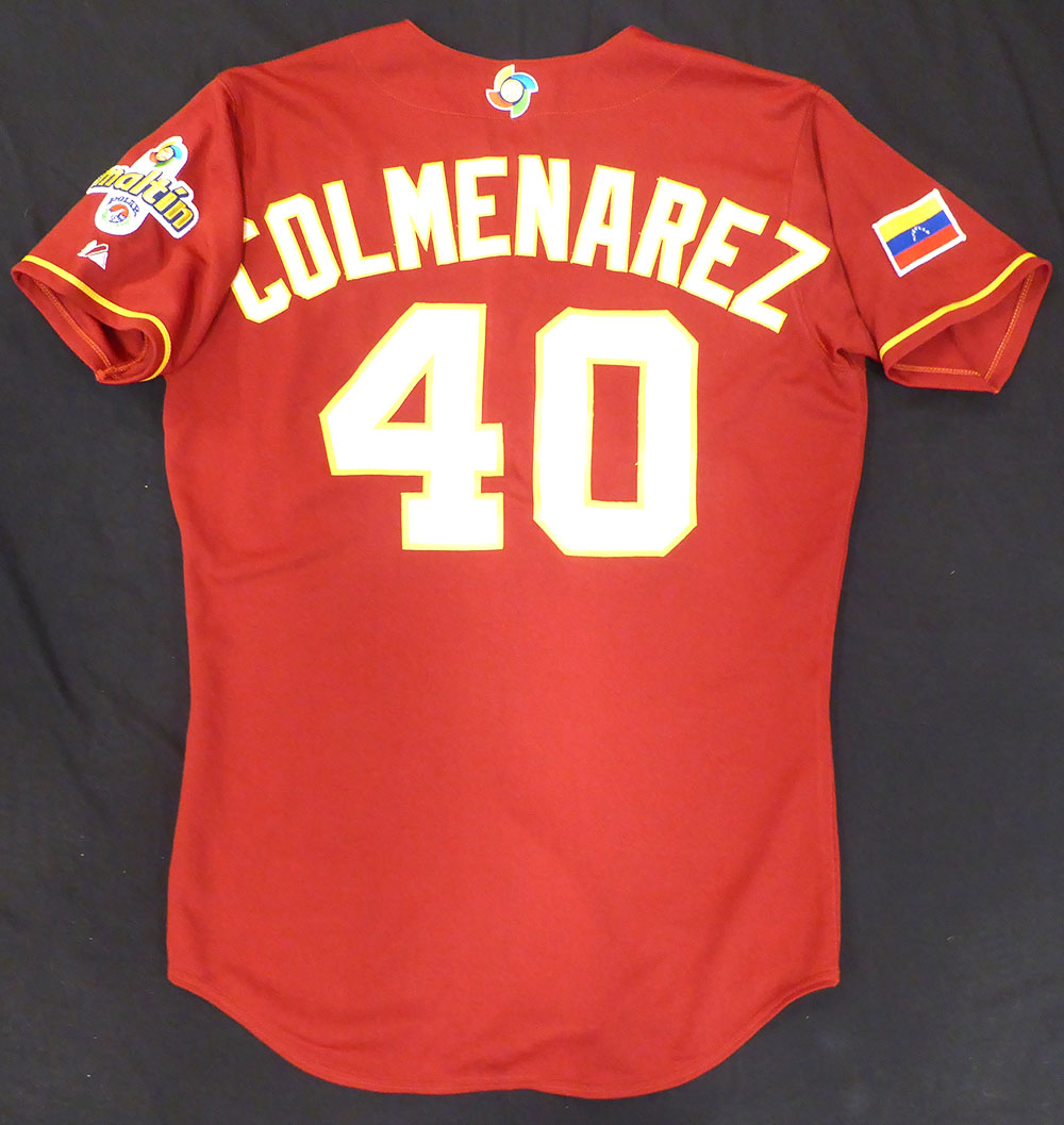 Juan Colmenarez Venezuela 2006 WBC Game Worn Red Jersey Unsigned MLB Holo #BB020831