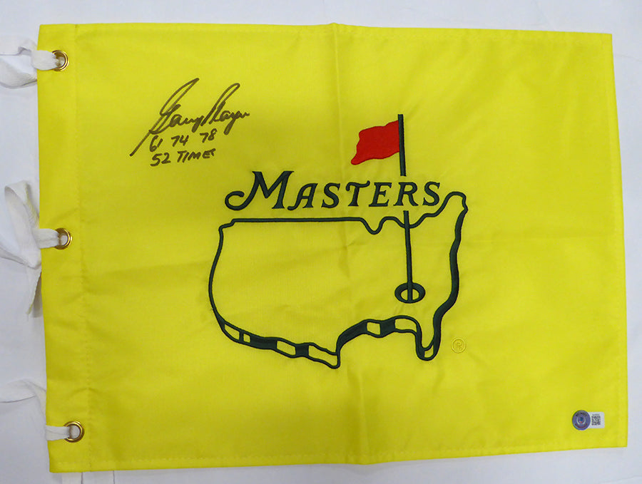 Gary Player Autographed Masters Golf Flag "61 74 78 and 52 Times" Beckett BAS QR #BJ43002