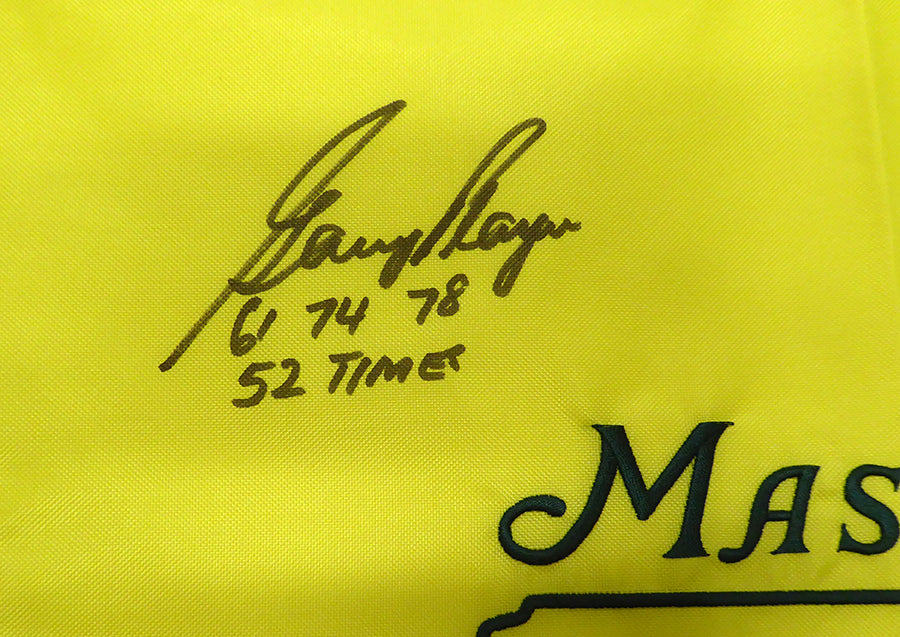 Gary Player Autographed Masters Golf Flag "61 74 78 and 52 Times" Beckett BAS QR #BJ43002