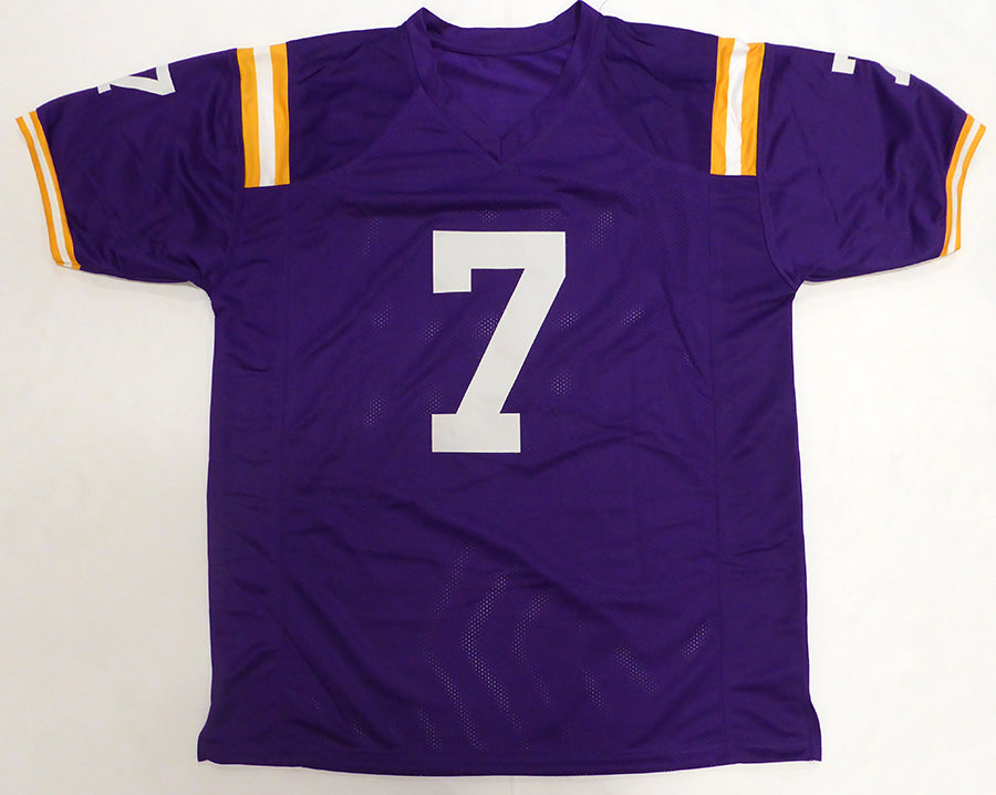 LSU Tigers Patrick Peterson Autographed Purple Jersey Beckett BAS QR #2W734097