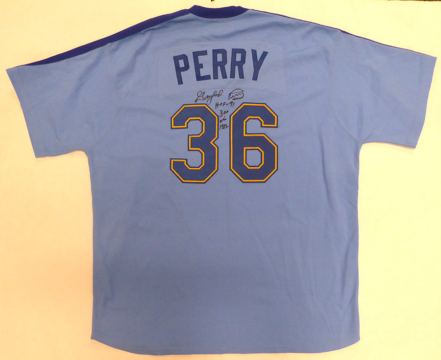 Seattle Mariners Gaylord Perry Autographed Blue Authentic Mitchell & Ness Jersey "HOF 91, 300 Win 1982" Beckett BAS QR #BK65793