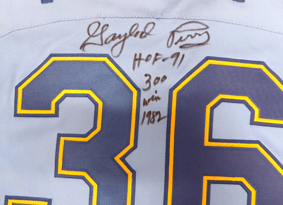 Seattle Mariners Gaylord Perry Autographed Blue Authentic Mitchell & Ness Jersey "HOF 91, 300 Win 1982" Beckett BAS QR #BK65793