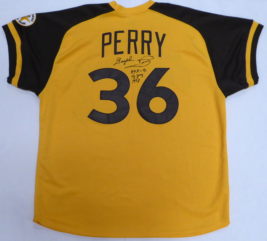 San Diego Padres Gaylord Perry Autographed Yellow Authentic Mitchell & Ness Jersey "HOF 91, Cy Young AL 78" Beckett BAS QR #BK65791