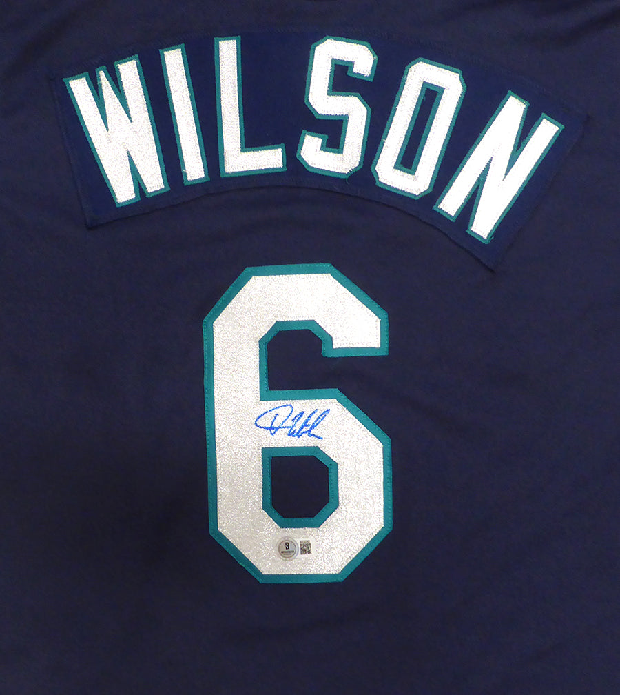 Seattle Mariners Dan Wilson Autographed Blue Majestic 2001 Jersey Beckett BAS QR #BS30362