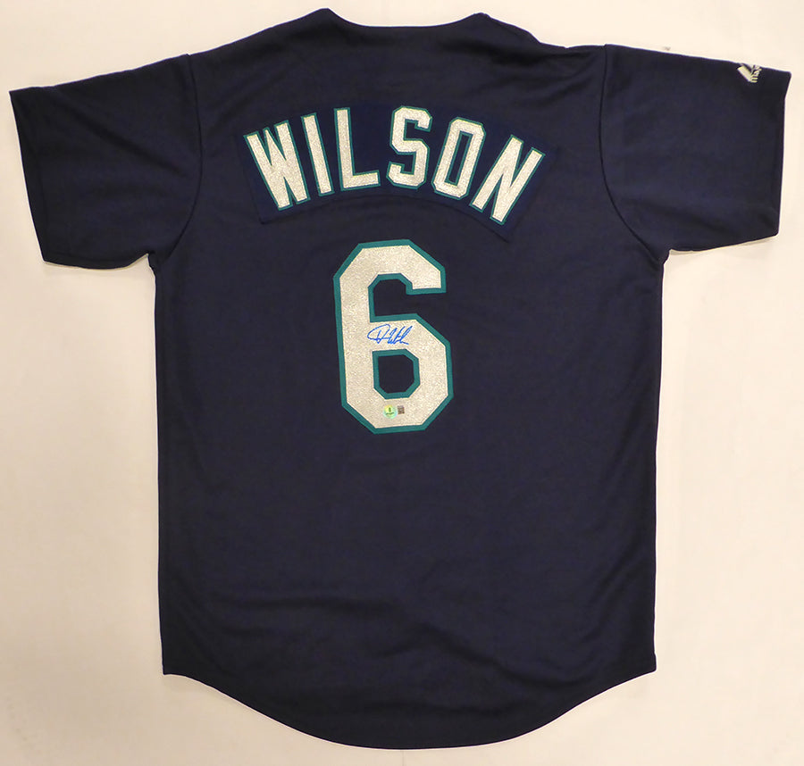 Seattle Mariners Dan Wilson Autographed Blue Majestic 2001 Jersey Beckett BAS QR #BS30362