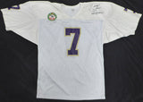 Washington Huskies Brock Huard Autographed White Jersey "Go Huskies!" 1997 Jeep Aloha Bowl Beckett BAS QR #BS30294