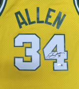 Seattle Supersonics Ray Allen Autographed Yellow Mitchell & Ness Jersey Beckett BAS QR #BS30306