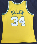 Seattle Supersonics Ray Allen Autographed Yellow Mitchell & Ness Jersey Beckett BAS QR #BS30306
