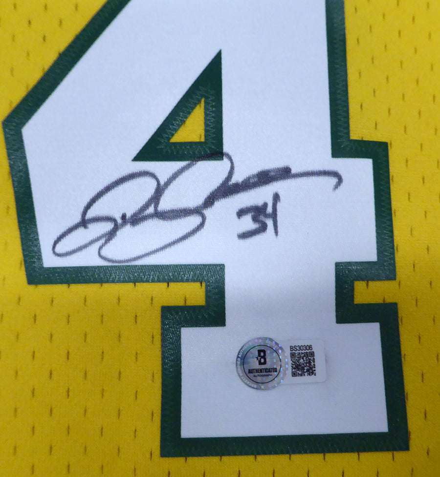 Seattle Supersonics Ray Allen Autographed Yellow Mitchell & Ness Jersey Beckett BAS QR #BS30306