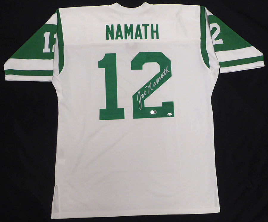 New York Jets Joe Namath Autographed White Authentic Mitchell & Ness Jersey Beckett BAS QR #BS30312