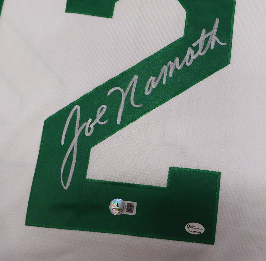 New York Jets Joe Namath Autographed White Authentic Mitchell & Ness Jersey Beckett BAS QR #BS30312