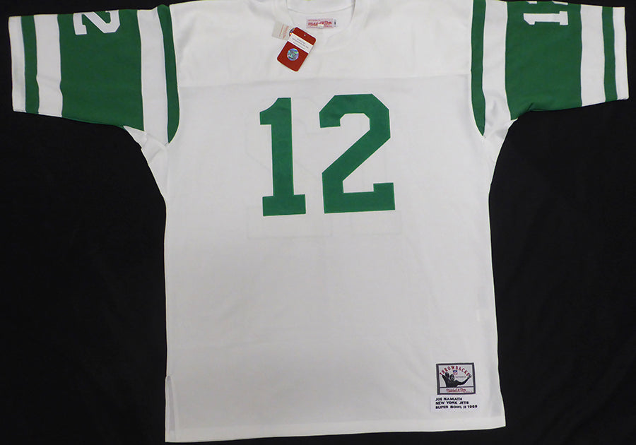 New York Jets Joe Namath Autographed White Authentic Mitchell & Ness Jersey Beckett BAS QR #BS30312