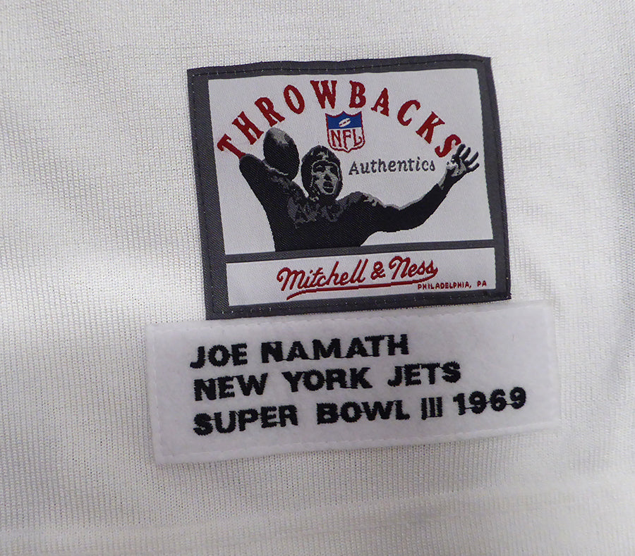 New York Jets Joe Namath Autographed White Authentic Mitchell & Ness Jersey Beckett BAS QR #BS30312